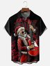 Moisture-wicking Christmas Santa Claus Rock Music Chest Pocket Casual Shirt