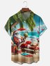 Moisture-wicking Christmas Santa Claus On Vacation Chest Pocket Hawaiian Shirt