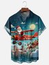 Moisture-wicking Christmas Santa Claus Chest Pocket Casual Shirt