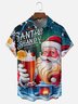 Moisture-wicking Christmas Santa Claus Beer Cocktail Chest Pocket Casual Shirt