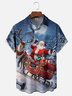 Moisture-wicking Christmas Santa Claus Reindeer Chest Pocket Casual Shirt