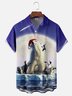 Moisture-wicking Christmas Santa Polar Bear Chest Pocket Casual Shirt