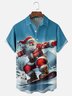 Moisture Wicking Merry Christmas Funny Ski Santa Chest Pocket Hawaiian Shirt