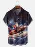 Moisture Wicking Merry Christmas Funny Santa Flying on a Plane Chest Pocket Hawaiian Shirt