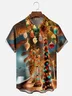Moisture-wicking Christmas Coconut Tree Lighting Beach Chest Pocket Casual Shirt