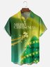 Moisture-wicking Christmas Tree Elk Merry Christmas Chest Pocket Casual Shirt