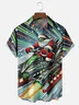 Moisture-wicking Christmas Santa Claus Snowmobile Chest Pocket Casual Shirt