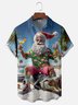 Moisture-wicking Christmas Santa Croc Beach Chest Pocket Casual Shirt