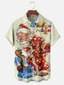 Moisture-Wicking Vintage llustration Santa Snake Chest Pocket Hawaiian Shirt