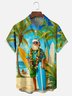 Moisture-wicking Christmas Santa Claus On Vacation Chest Pocket Holiday Shirt