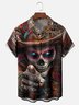 Moisture-wicking Artistic Skull Day of the Dead Chest Pocket Casual Shirt
