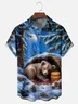 Moisture Wicking Hibernating Bear Chest Pocket Hawaiian Shirt