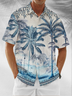 Moisture Wicking Floral Gradient Coconut Tree Chest Pocket Hawaiian Shirt
