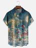Moisture Wicking Merry Christmas Snowman Flamingo Chest Pocket Hawaiian Shirt