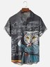 Moisture-wicking Cat Academic Funny Chest Pocket Casual Shirt