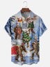 Moisture-Wicking Christmas Bigfoot Lights Santa Elk Chest Pocket Hawaiian Shirt
