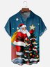 Moisture-wicking Christmas Santa Claus Chest Pocket Casual Shirt