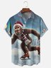 Moisture-wicking Christmas Bigfoot Ski Chest Pocket Casual Shirt