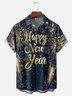 Moisture-wicking Happy New Year Fireworks Art Chest Pocket Casual Shirt