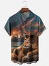 Moisture-wicking Cat Meteorite Funny Chest Pocket Casual Shirt
