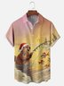 Moisture Wicking Christmas Funny Beaver Fishing Chest Pocket Hawaiian Shirt