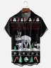 Moisture-Wicking Star Robot Christmas Tree Candy Cane Chest Pocket Hawaiian Shirt