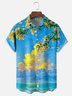 Moisture Wicking Beach Floral Scenery Chest Pocket Hawaiian Shirt