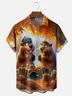 Moisture Wicking Fall Funny Beaver Chest Pocket Hawaiian Shirt