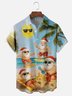 Moisture Wicking Santa Beach Chest Pocket Hawaiian Shirt