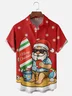 Moisture-Wicking Santa Claus Surfboard Chest Pocket Hawaiian Shirt