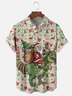 Moisture-Wicking Santa Claus Dinosaur Christmas Reindeer Chest Pocket Hawaiian Shirt