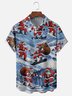 Moisture Wicking Santa Claus Skiing Chest Pocket Holiday Shirt