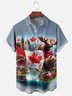 Moisture-wicking Canada Beaver Reindeer Brown Bear Chest Pocket Casual Shirt