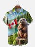 Moisture-wicking Canadian Beaver Maple Leaf Chest Pocket Casual Shirt