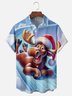 Moisture-Wicking Canadian Gradient Color Fun Santa Hat Moose Chest Pocket Hawaiian Shirt