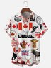 Moisture Wicking Canadian Culture Flag Beaver Elk Goose Breast Pocket Hawaiian Shirt