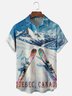 Moisture-wicking Canada Ski Season Fun Art Chest Pocket Casual Shirt