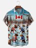 Moisture-Wicking Canadian Gradient Beaver Moose Ice Hockey Game Chest Pocket Hawaiian Shirt