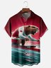 Moisture-Wicking Canadian Gradient Beaver Kayaking Sports Chest Pocket Hawaiian Shirt