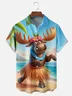 Moisture-Wicking Canadian Ombre Moose Beach Chest Pocket Hawaiian Shirt