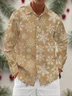 Moisture Wicking Christmas Snowflake Chest Pocket Hawaiian Long Sleeve Shirt