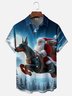 Moisture-wicking Christmas Santa Claus Riding A Dog Art Fun Chest Pocket Casual Shirt