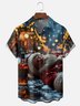 Moisture-wicking Christmas Santa Whisky Chest Pocket Casual Shirt