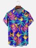 Moisture-wicking Retro Game Console Coconut Tree Chest Pocket Casual Shirt