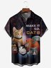 Moisture-wicking Star Universe Cat Chest Pocket Casual Shirt