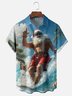 Moisture-wicking Christmas Santa Claus Fun Surfing Chest Pocket Casual Shirt