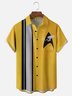 Moisture-wicking Star Spaceship Chest Pocket Bowling Shirt