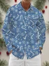 Moisture Wicking Christmas Candy Cane Chest Pocket Hawaiian Long Sleeve Shirt