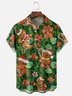 Moisture-wicking Christmas Gingerbread Man Palm Leaves Chest Pocket Casual Shirt