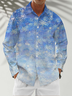 Moisture Wicking Christmas Snowflake Chest Pocket Hawaiian Long Sleeve Shirt